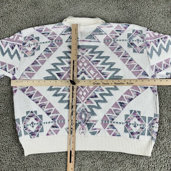 Vintage Alfred Dunner Sweater Womens 44 Aztec Knit Short Sleeve Made USA 90s - Picture 7 of 10